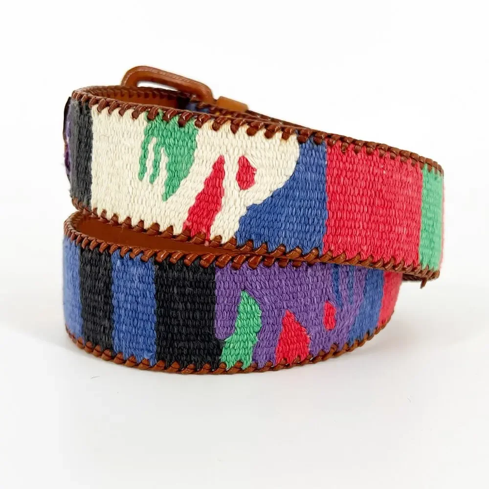 90s multicolor woven Guatemalan belt 1990s vintage